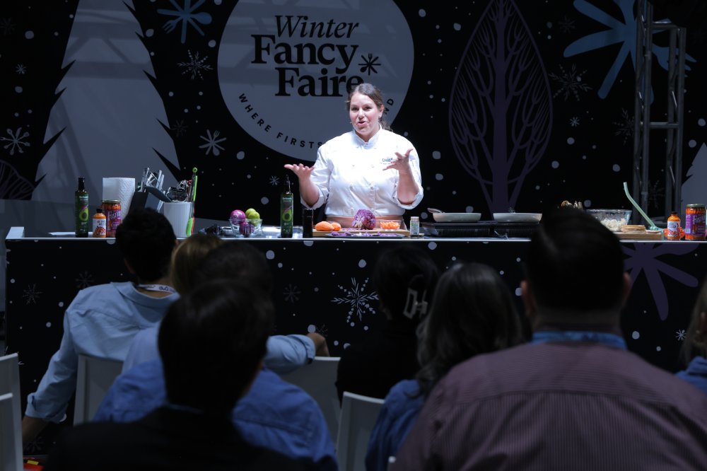 Cooking presentation in front of crowd